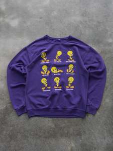 Vintage Disney Cartoon: Vintage Purple Tweety Sweatshirt (M)