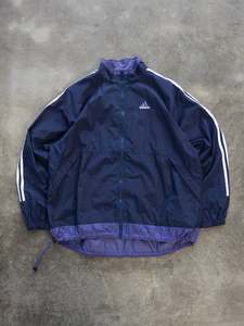 Vintage Navy Adidas 3-Stripe Windbreaker (XL)