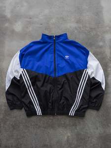 Vintage Jackets: Vintage Blue Adidas 3-Stripe Windbreaker Jacket (XL)