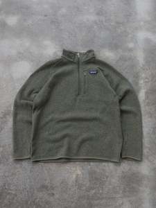 Fleece: Vintage Green Patagonia Quarter Zip Fleece (L)