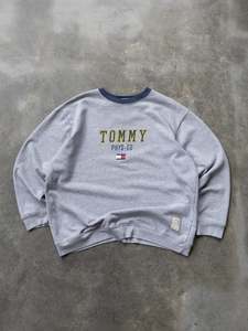 Tommy Hilfiger: Vintage 90s Grey Tommy Hilfiger Sweatshirt (L)