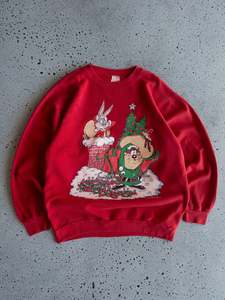 Vintage 1994 Bugs Bunny & Taz Christmas Sweatshirt (M)