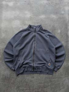 Vintage Sweatshirts: Vintage Charcoal Carhartt Zip Sweatshirt (L)