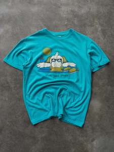 Graphic Tees: Vintage 1985 Turquoise Sun Your Buns Graphic Tee (M)