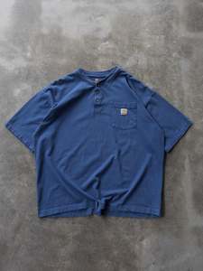 Vintage Blue Carhartt Pocket Henley Tee (XL)