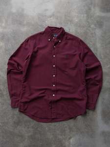 Earth Tones: Vintage 90s Burgundy Ralph Lauren Button Down Shirt (M)