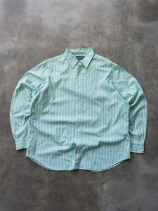 Earth Tones: Vintage Green Ralph Lauren Striped Shirt (XL)