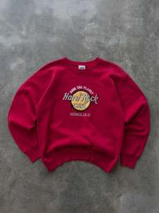 Hard Rock Cafe: Vintage 90s Red Hard Rock Cafe Honolulu Sweatshirt (M)