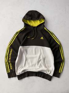20 Off November 2025 Add To Sale: Vintage Adidas Training Brown/White Neon 3-Stripe Hoodie (S)