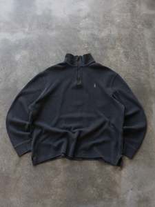 Vintage Charcoal Polo Ralph Lauren Quarter Zip Knit (L)