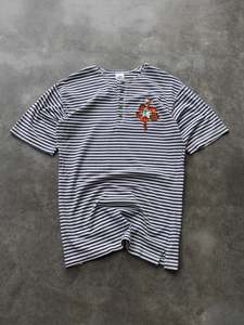 Vintage Navy & White Stripped Tigger Henley Tee (L)