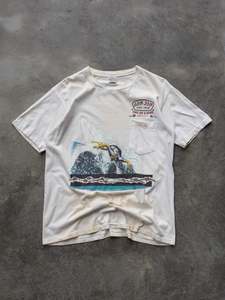 Vintage Thrashed 1993 White Ron Jon Surf Shop Pocket Tee (L)