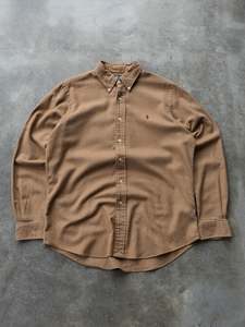 Vintage 00s Tan Ralph Lauren Micro-Check Shirt (L)