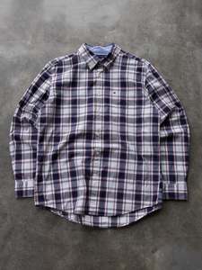 Vintage Shirts: Vintage 00s Red, White & Blue Tommy Hilfiger Plaid Shirt (L)