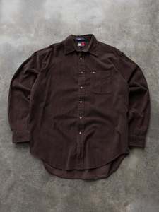 Vintage Shirts: Vintage 00s Brown Tommy Hilfiger Corduroy Shirt (M)