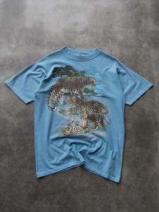 Graphic Tees: Vintage 90s Blue CRES Leopard Graphic Tee (M)