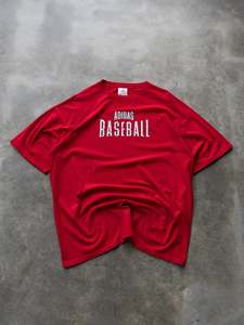 Earth Tones: Vintage 00s Red Adidas Baseball Tee (XL)