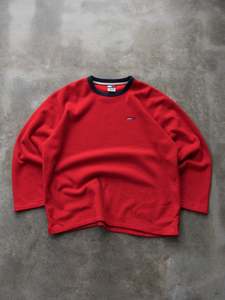 Vintage Red Tommy Jeans Fleece Sweatshirt (XL)