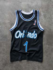 Vintage 90s Black Champion Hardaway Orlando Magic NBA Jersey (XS)