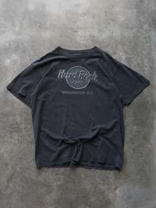 Hard Rock Cafe: Vintage 90s Faded Black Hard Rock Cafe Washington D.C. Tee (L)