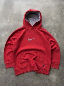 Vintage Red Nike Centre Swoosh Hoodie (12Y)