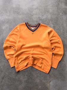 Vintage 00s Orange Nike V-Neck Sweatshirt (Women's L)