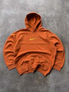 Vintage 00s Orange Nike Centre Swoosh Hoodie (L)
