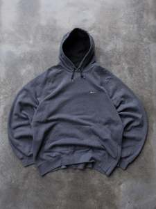 Vintage Nike: Vintage 00s Charcoal Nike Swoosh Hoodie (XL)