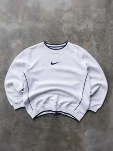 Vintage 00s White Nike Center Swoosh Sweatshirt (M)