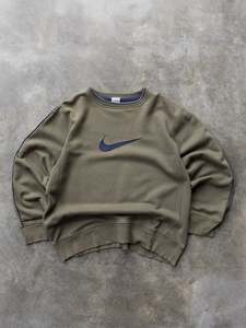 Vintage Nike: Vintage 00s Khaki Nike Center Swoosh Sweatshirt (L)