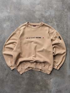 Vintage 00s Tan Nike Spell-Out Sweatshirt (L)