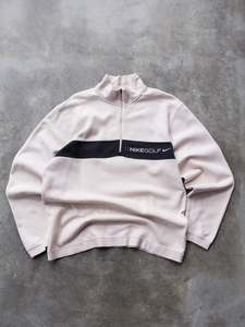 Vintage 00s Cream Nike Golf Quarter Zip Sweatshirt (L)