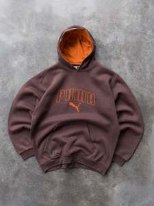 All Vintage2: Vintage 90s Brown Puma Hoodie (L)