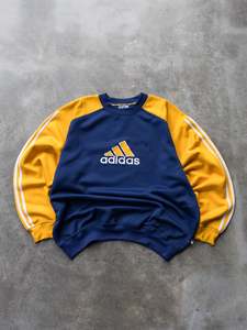 Vintage 90s Navy & Yellow Adidas Sweatshirt (L)