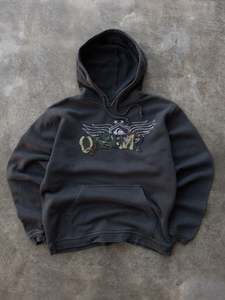 Surf And Skate: Vintage Black Quiksilver Camo Patchwork Hoodie (16Y)