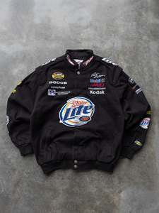 Surf And Skate: Vintage 00s Black Rusty Wallace Miller Lite NASCAR Jacket (M)