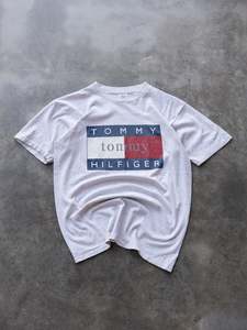 Graphic Tees: Vintage 90s Grey Tommy Hilfiger Graphic Tee (L)