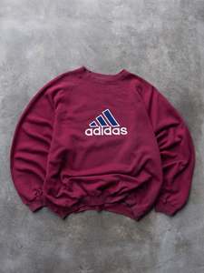 Earth Tones: Vintage 90s Maroon Adidas Sweatshirt (XL)