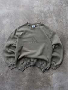 Vintage 90s Khaki Adidas Spell Out Sweatshirt (XL)