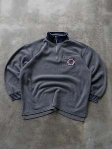Vintage 90s Grey Tommy Hilfiger Athletics Quarter Zip Fleece (M)