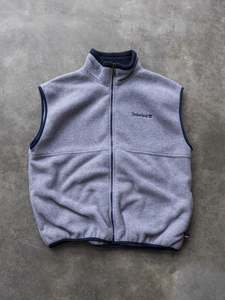 Fleece: Vintage 90s Grey Timberland Fleece Vest (L)