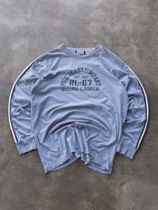 Ralph Lauren: Vintage Baby Blue Polo Jeans Ralph Lauren Long Sleeve (L)