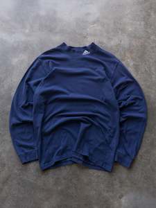 Vintage 90s Navy Adidas Mock Neck Long Sleeve (L)