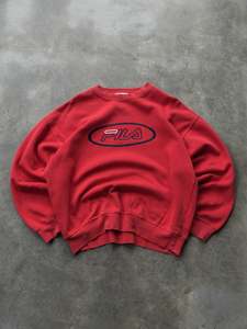 Vintage Red Fila Spell Out Sweatshirt (L)