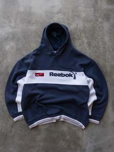Vintage 90s Navy & White Reebok Hoodie (XL)
