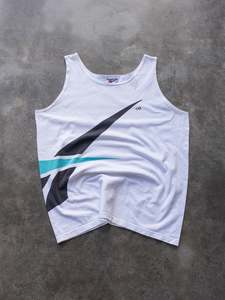 Reebok: Vintage 90s White Reebok Graphic Tank (L)