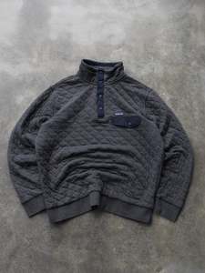 Patagonia: Vintage Charcoal Patagonia Quilted Snap-T Pullover Sweatshirt (L)