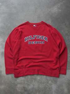 Sale: Vintage Red Hilfiger Denim Sweatshirt (L)