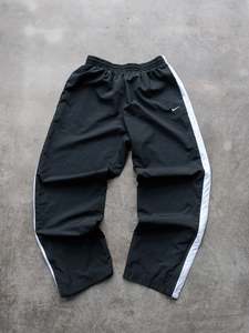 Vintage Bottoms: Vintage Black & White Nike Track Pants (L)