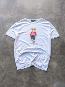 Vintage White Polo Ralph Lauren Polo Bear Tee (M)